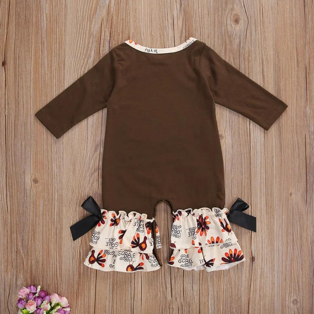Thanksgiving Turkey Baby Girls Ruffle Romper
